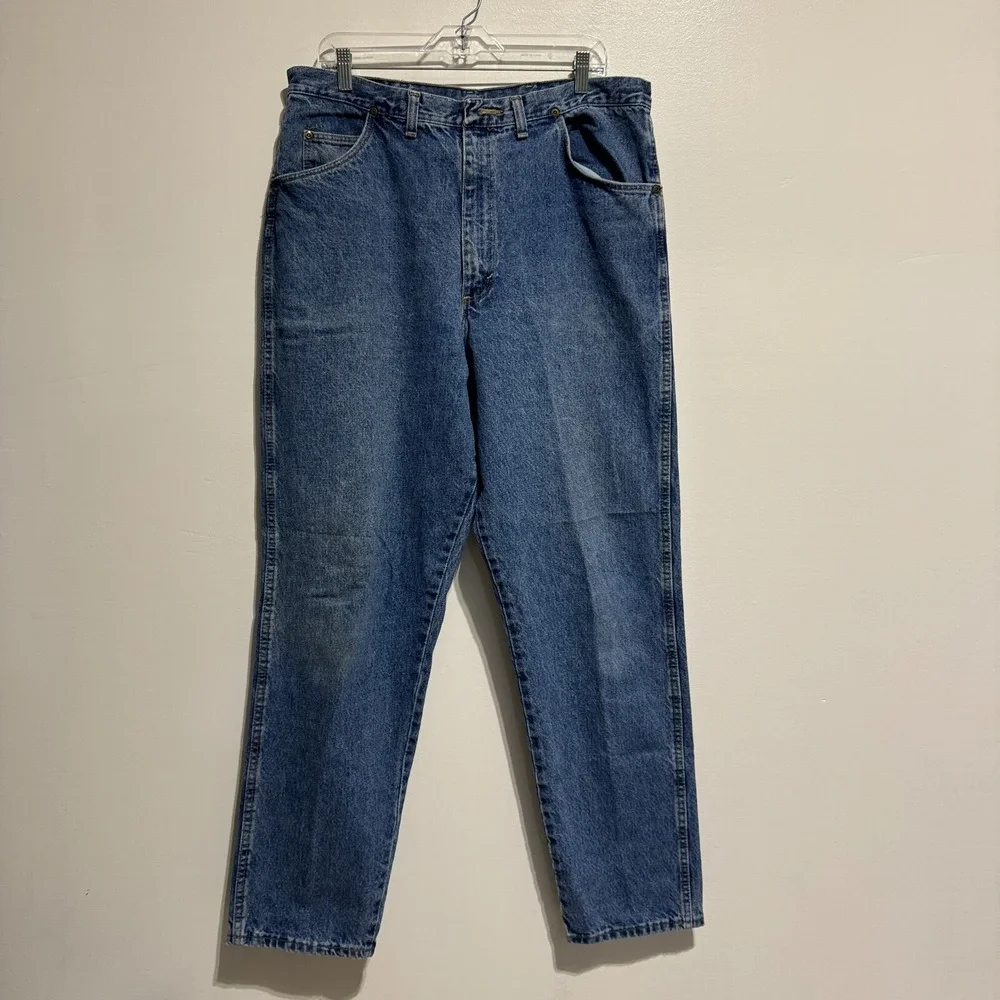 Wrangler Jeans Mens 38x34 (34x31) Blue Vintage Made in USA Straight Leg Denim